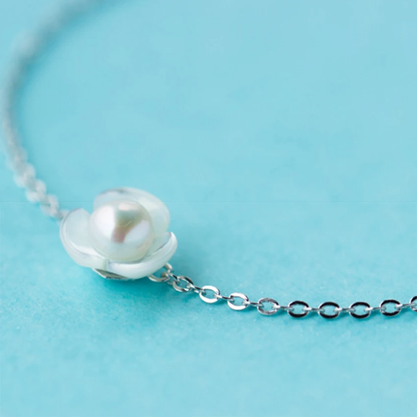 Kinitial Blossoms Flower Bracelet Charm Jewelry Fashion Natural Freshwater Pearl 925 Sterling Silver Bangle for Girl Women Gift | Украшения