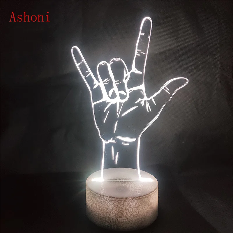 I Love You Sign Language 3D светодиодный настольный светильник сенсорный ночник с