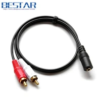 100 pieceslot rca 2 male to 1 female 3 5mm audio cable stereo audio splitter y short cable 2 rca male to 3 5 mm female 50cm