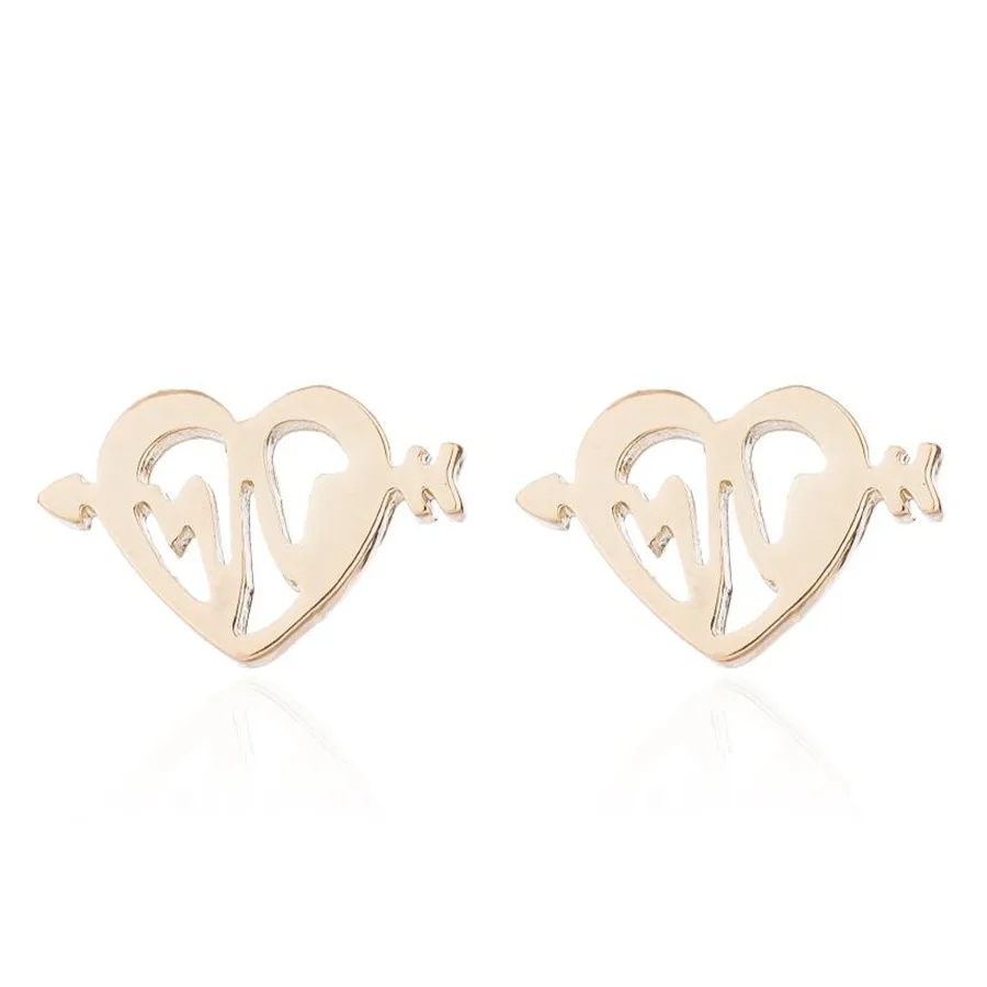 Gold Earrings Yiustar электрокардиограмма ЭКГ подвеска в форме лошадиной головы ожерелья для женщин из нержавеющей стали ожерелья Модные ювелирные изделия цепочка чокер - Окраска металла: Gold Earrings