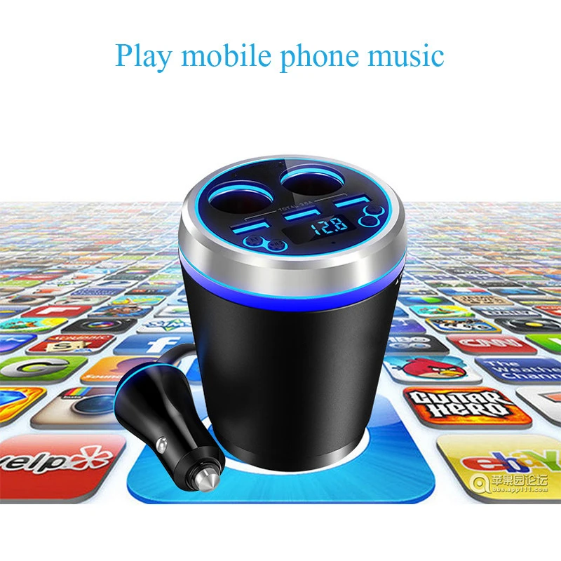 JINSERTA TF/Micro SD музыкальный MP3 плеер Bluetooth автомобильный комплект fm-передатчик HandsFree прикуриватель разветвитель 3 порта USB зарядное устройство