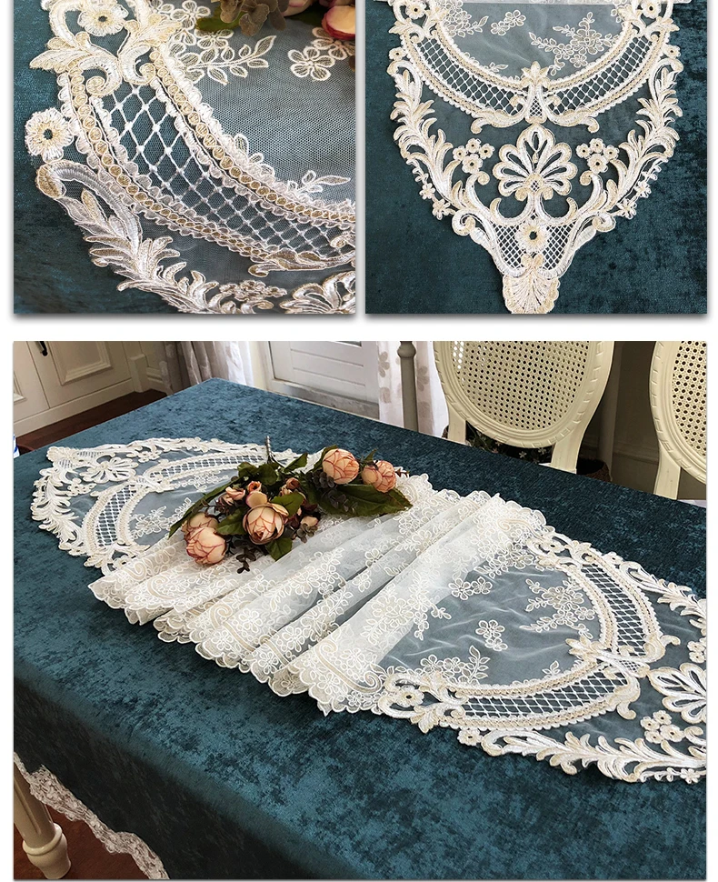Proud Rose роскошная кружевная настольная дорожка романтический настольный флаг чехол с вышивкой полотенце чай скатерть тв шкаф полотенце