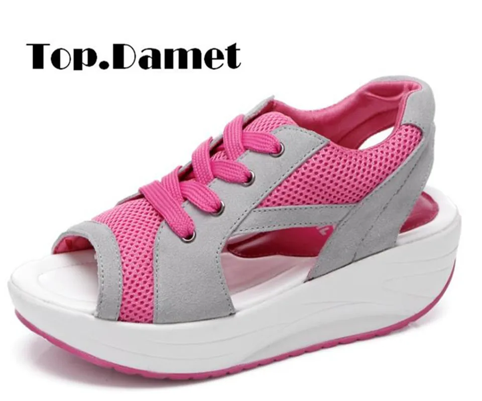 Top. Damet/Женская обувь на платформе с открытым носком шнуровке ремешком сзади