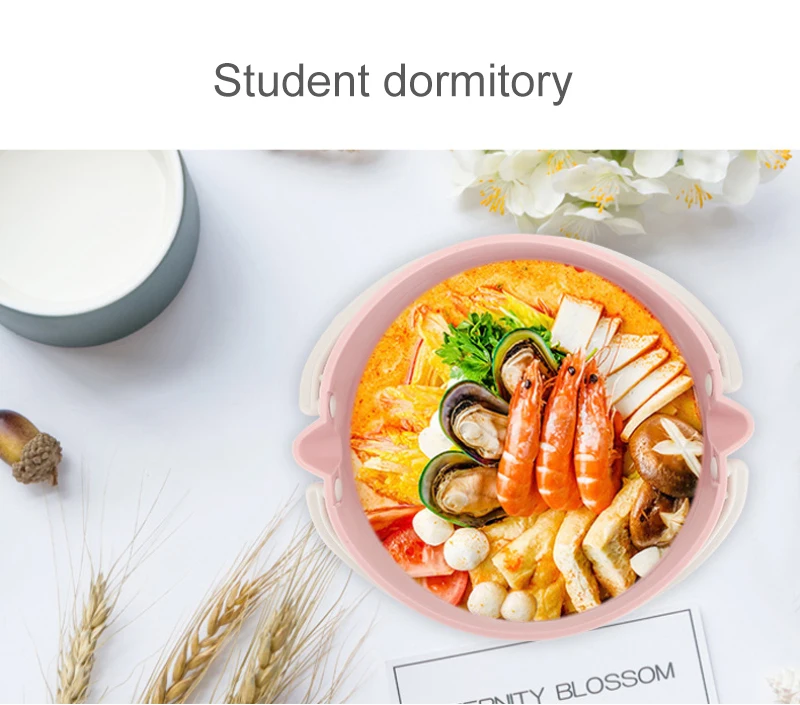 Foldable Food Container Lunch Box Heated Kettle Cooker Electric Frying Pan Portable Hot Pot EU/US/UK Tea Plug