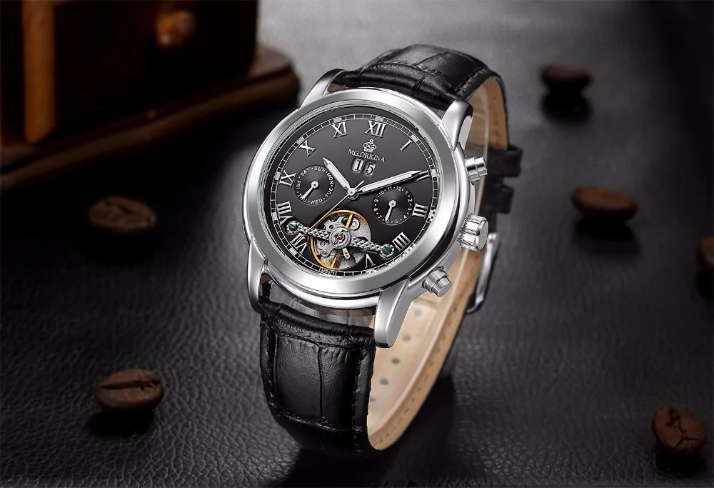 MG. ORKINA MG Tourbillon, автоматические часы, Роскошные, золотые, механические, с автоматическим заводом, с датой, наручные часы для мужчин, montre automatique homme