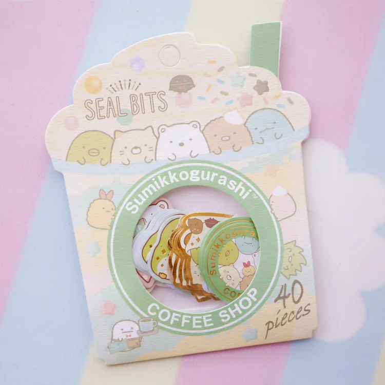 40 шт./упак. Kawaii Сумико гураши Rilakkuma золото декоративная штамповка Стикеры альбом-ежедневник DIY рукоделие этикетка