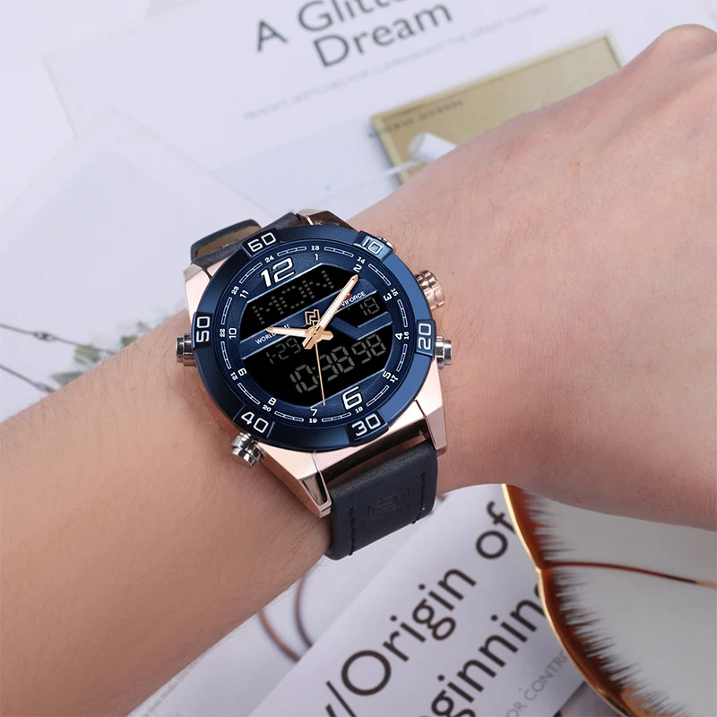 

Luxury Brand Men watch NAVIFORCE Fashion Sports Watches Men's Waterproof Quartz Date Clock Man Leather Army Military Wrist Watch