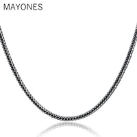 2 8mm 925 sterling silver chain necklaces men retro thai silver foxtail shape chains men 925 silver chain 45 65cm long necklace