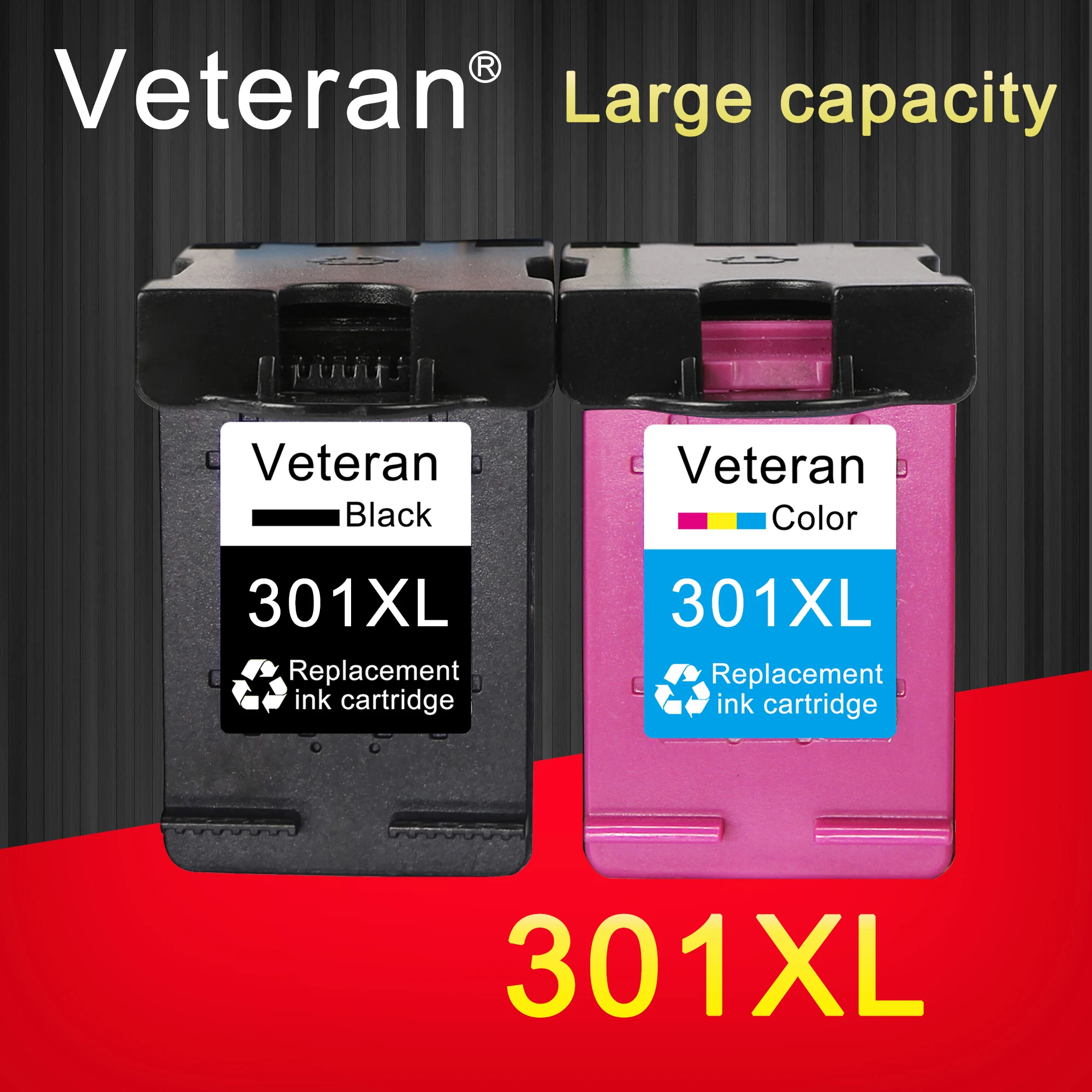 Картридж чернильный Veteran 301XL Восстановленный для HP 301 XL с принтером Deskjet 2050 1000 1050 2510