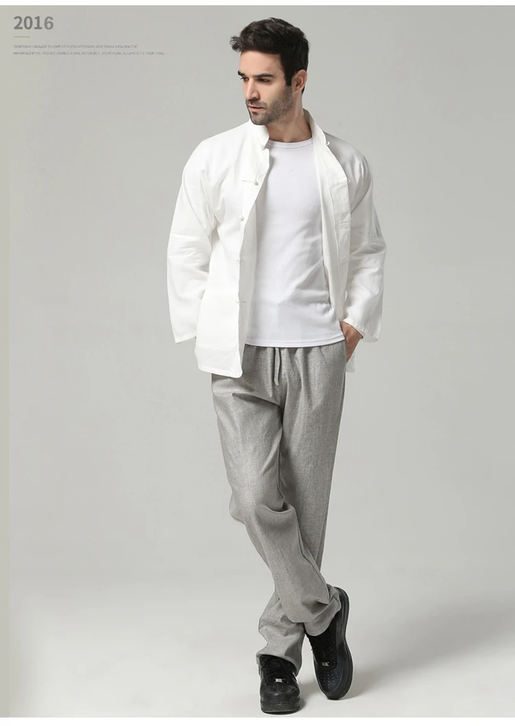 Белый классический китайский Стиль хлопок лен Кунг-Фу рубашка Lee Bruce Wing chun Топы