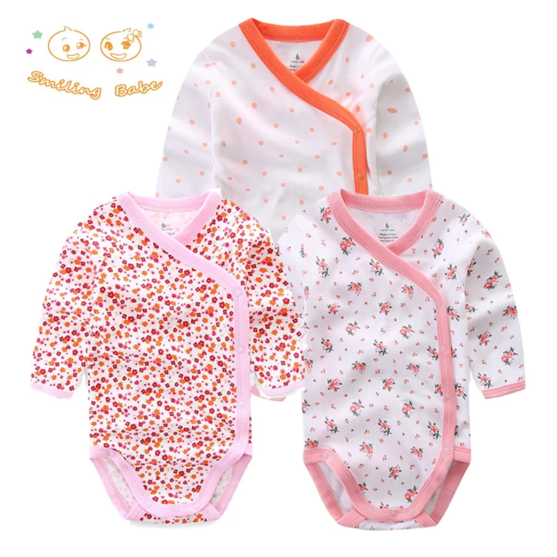 Smiling Babe 3 PCS/lot Fashion Baby Bodysuits Infant Jumpsuit Long Sleeve Baby Clothing Set Summer Christmas Baby Girl Clothes