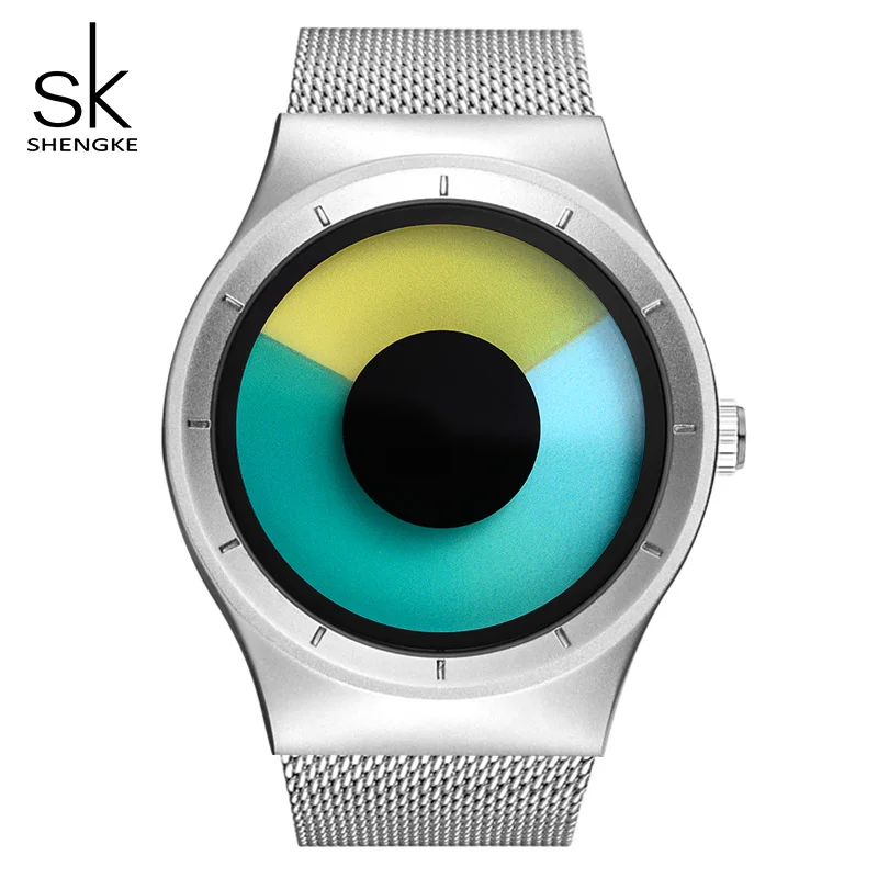 Green silver Shengke креативные спортивные кварцевые часы для женщин и девушек из нержавеющей стали мужские часы для мальчиков Reloj Mujer SK креативные женские кварцевые часы - Цвет: Green silver