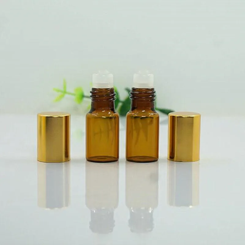 20 шт./лот оптовая продажа Янтарный мини флакон через стекло эфирное масло рулон