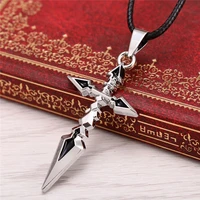 new anime games jewelry fate zero fate stay night alloy necklace king arthur saber lily curse anime jewelry cross pendant u71 9