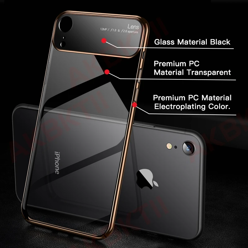 AKBKTII роскошный стеклянный чехол для iPhone XS Чехлы MAX XR ультра тонкий PC Прозрачный
