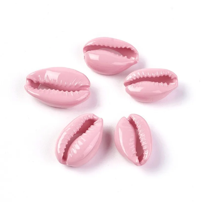 PearlPink 200 шт Разноцветные окрашенные бусины в виде раковины каури для изготовления ювелирных изделий Подвески в виде морской раковины и бусины с дырочками F60 - Цвет: PearlPink