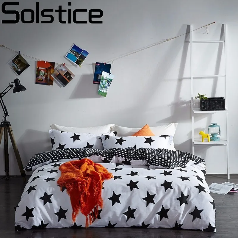 Solstice домашний текстиль черно белая звезда сетка в полоску 100% хлопок 4 шт. набор