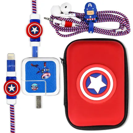 Милый мультяшный комплект защиты для кабеля USB и наушников с коробкой Стикеры