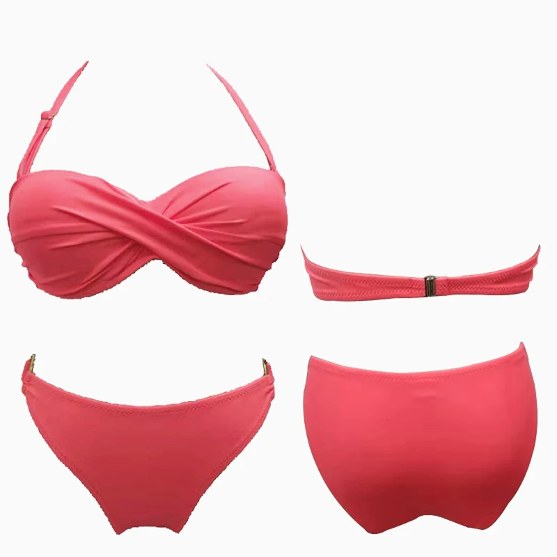 2019 new hot candy solid color split bikini metal ring decoration four colors optional |