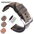 Ремешок ручной работы из натуральной кожи для мужских и женских часов, толстый стальной браслет с пряжкой, черный коричневый зеленый серый, 22 мм 24 мм, Panerai