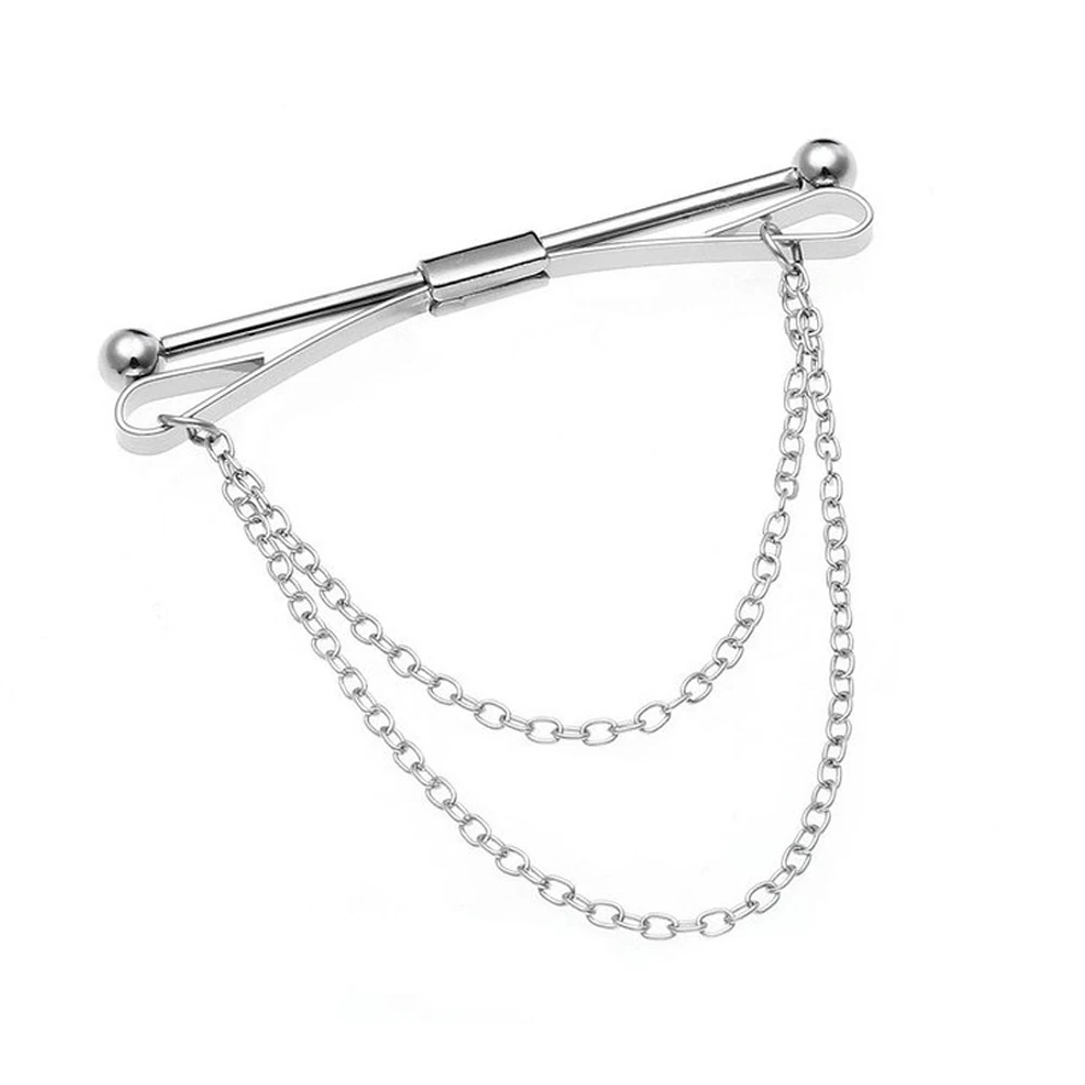 02 Silver Мужские костюмы Воротник булавка цепь галстук бар украшения для делового человека Лучший подарок(серебро/золото) BWTZF0011 - Окраска металла: 02 Silver