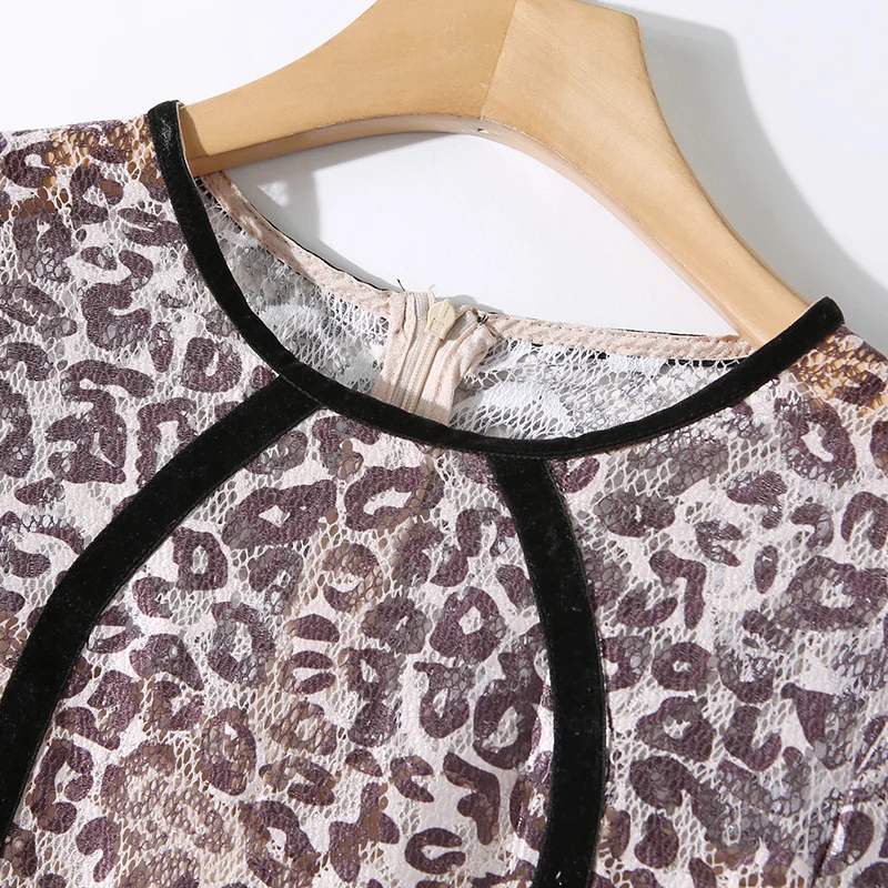 Willstage Leopard printed lace dress A line high quality Vintage Elegant Dresses splicing women 2019 Summer Autumn vestidos | Женская