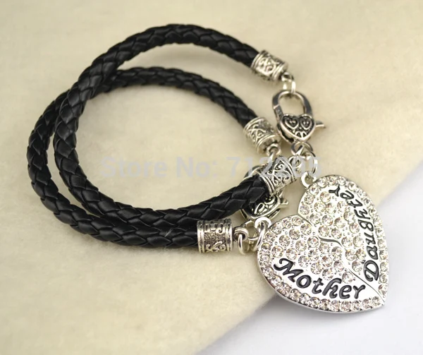 Браслет с подвеской в виде сердца 20 шт./Лот родиевым покрытием для мамы и дочки