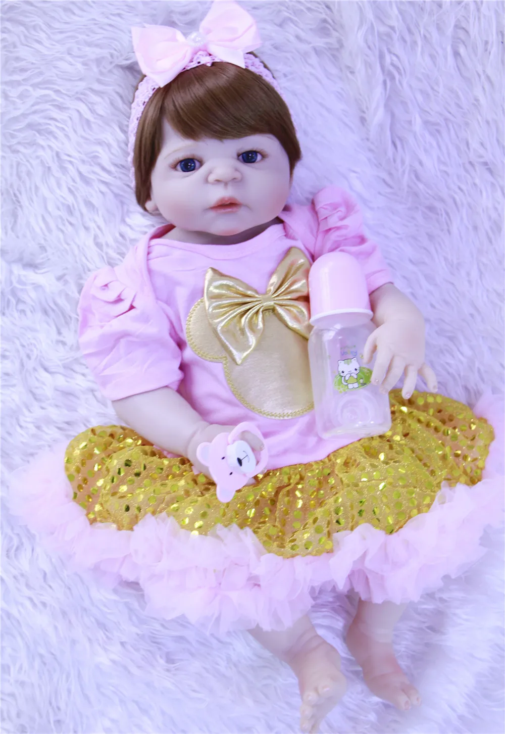 

Full silicone dolls reborn 23"57cm bebes reborn girl bonecas children gift toy dolls fake babies alive fashion BJD dolls