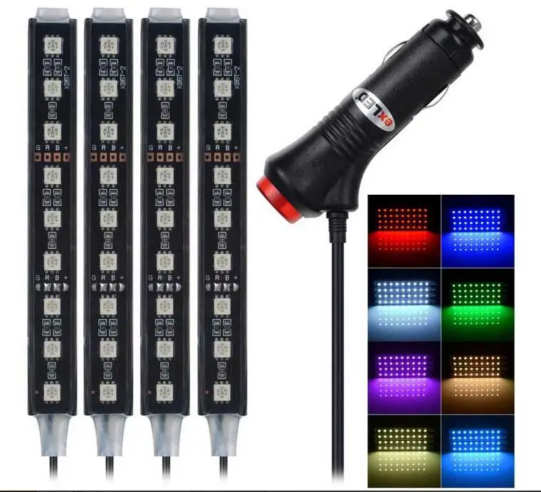 ExLED 10 Вт 12 В 4 шт. автомобильные RGB светодиодные полосы для стайлинга автомобиля