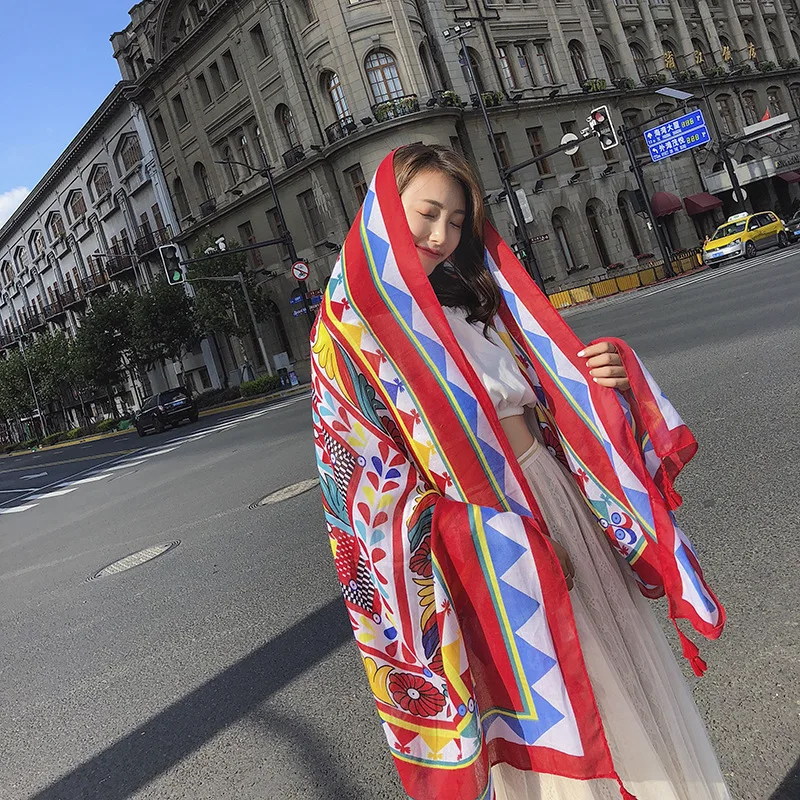 Весна и осень 2019 новый хлопок шарф с рисунком конопли женский летний