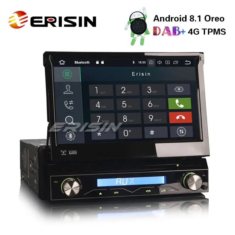 Erisin ES3808U 7 &quotAndroid 8 1 съемный автомобильный стерео DAB + 4G DVR DVD gps данные беспроводного