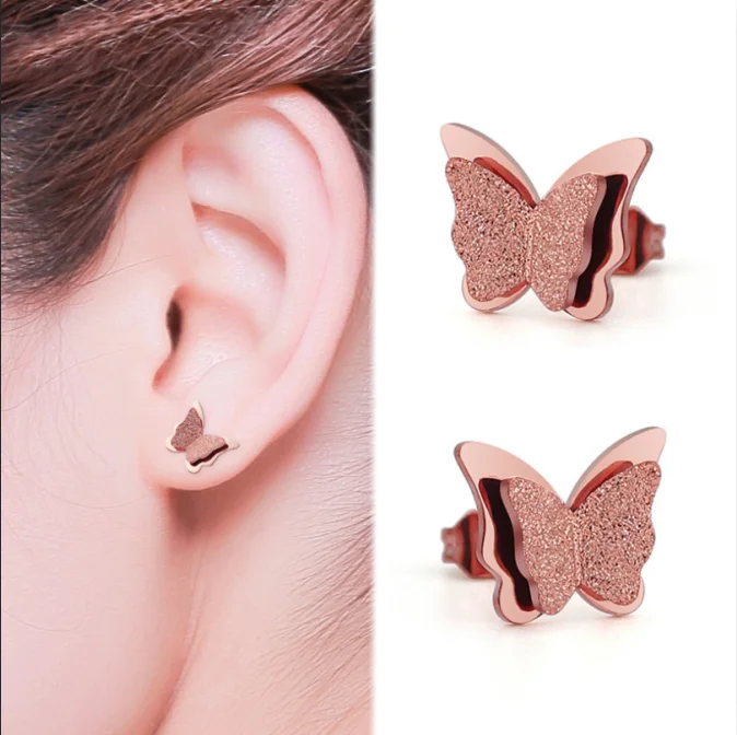 Элегантные двухслойные женские серьги розовое золото ювелирный комплект