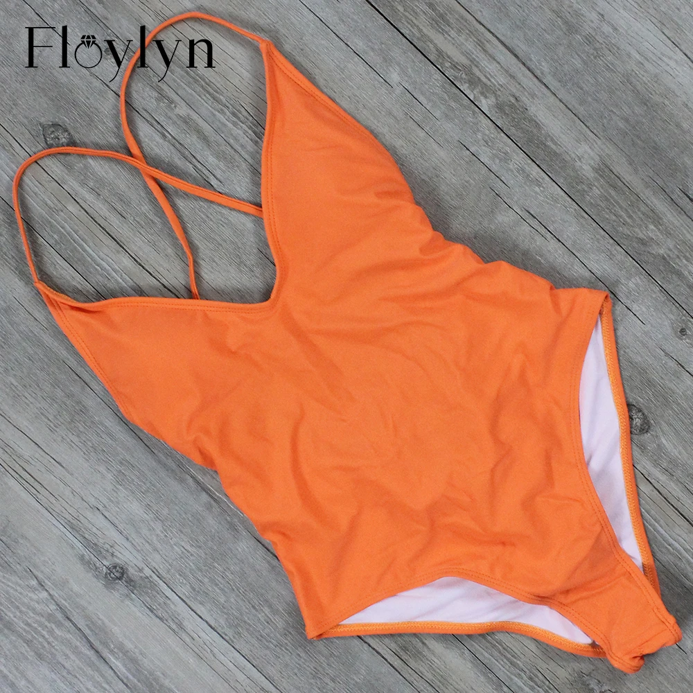 Floylyn сексуальный слитный купальник с открытой спиной Женский бандажный летняя