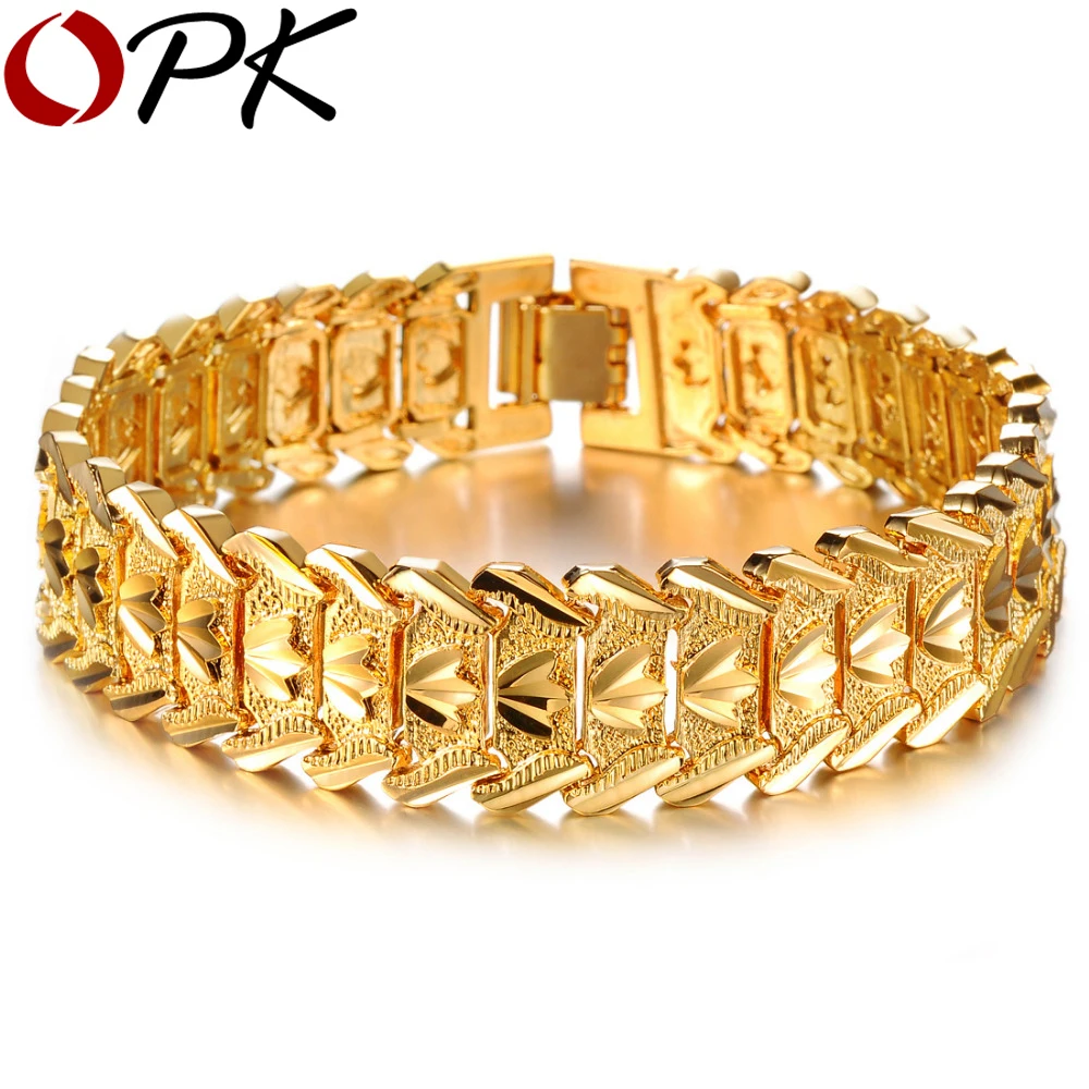 

OPK 2020 Fashion Gold Color Bracelets For Men Women Jewelry Wholesale Vintage Hot Fashion Big Flower Bracelets & Bangles 401