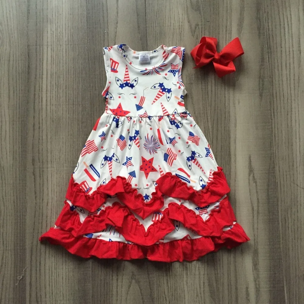 baby girls summer dress clothing unicorn children 4th of july independence boutique with bow | Детская одежда и обувь