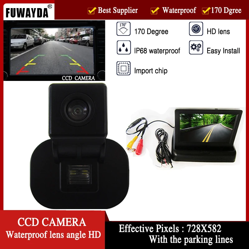 

FUWAYDA Color CCD Car Rear View Camera for Kia Forte / Hyundai Verna Solaris Sedan,with 4.3 Inch foldable LCD TFT Monitor