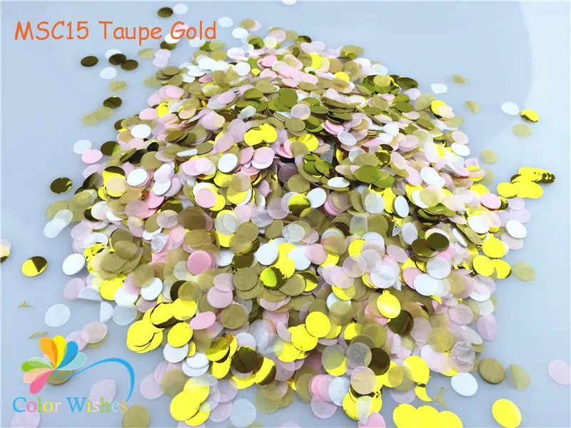MSC15 Taupe Gold 1 см, 1 кг/сумка, винтажная любовь, маленький круг, свадебные бумажные конфетти в горошек, заполненные воздушные шары, настольные украшения для детского душа - Цвет: MSC15 Taupe Gold