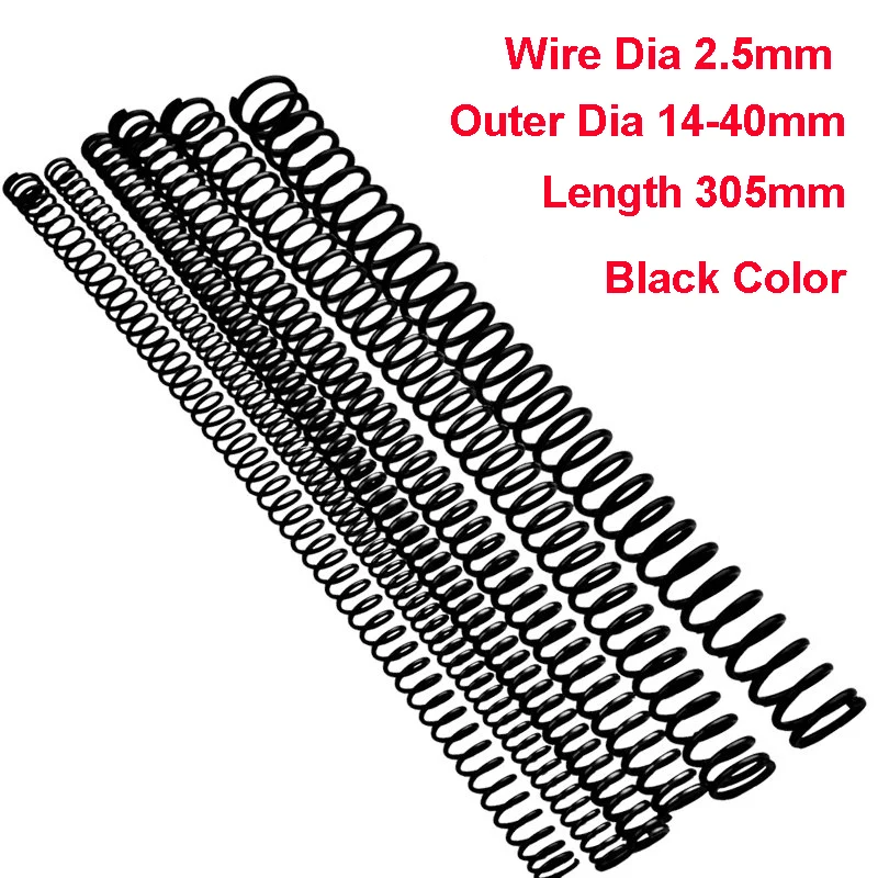 

1PCS Y Type Spring Black Manganese Steel Pressure Spring Wire Dia 2.5mm Outer Dia 14-40mm Length 305mm
