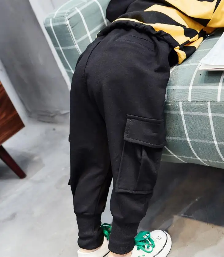 Spring new boy suit children's trend letter denim jacket + striped knit hooded sweater casual pants three-piece baby wild |