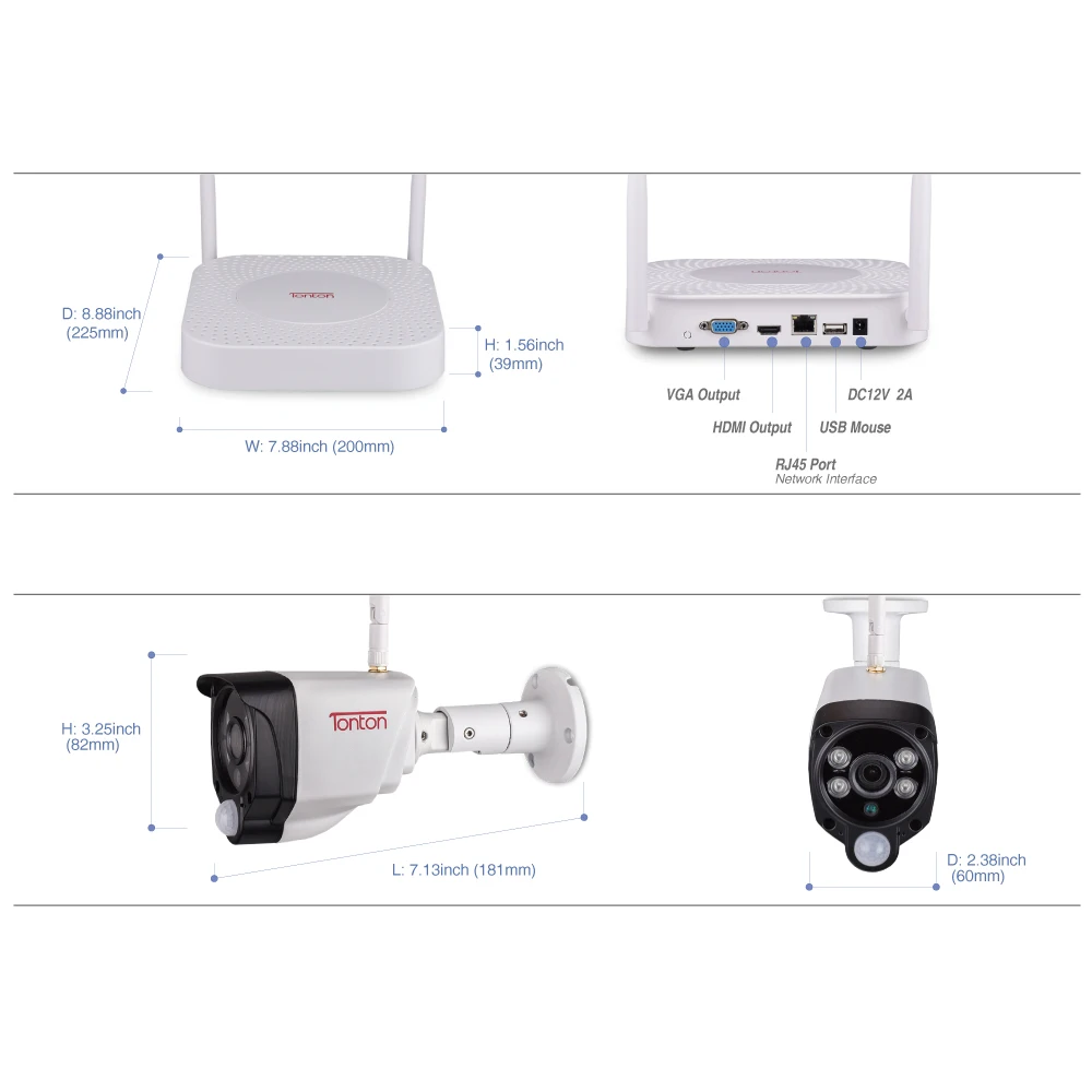 Tonton 1080 P Wi-Fi NVR комплект беспроводной системы видеонаблюдения 2MP 4CH HD Открытый ИК