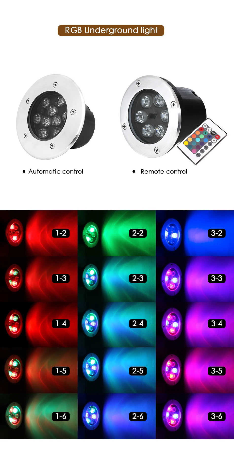 Подземный светильник светодиодный IP68 открытый RGB ландшафтный светильник ing с пультом дистанционного управления AC12V 24V садовый квадратный 18W 24W
