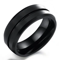 8mm black 316l stainless steel ring for men women wedding bands trendy groove rings jewelry usa size 7 12