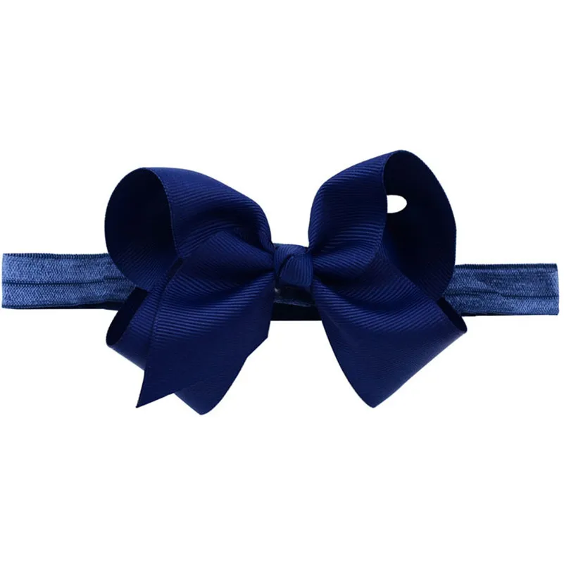 1 Navy blue Новая модная эластичная повязка на голову для девочек тесемка нейлона Резиновая лента для волос луки для детей ясельного возраста, головной убор, резинка для волос аксессуары для волос - Цвет: 1 Navy blue