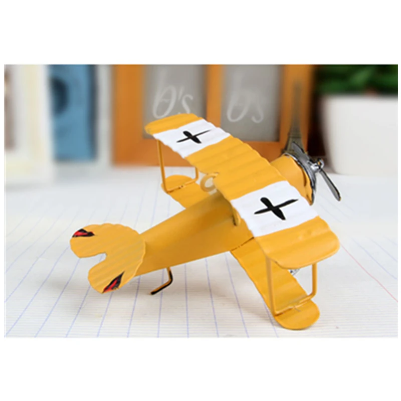 Desk Decoration Iron Retro Airplane Figurines Metal Plane Model Vintage Glider Biplane Miniatures Home Decor Aircraft For Kids | Дом и сад
