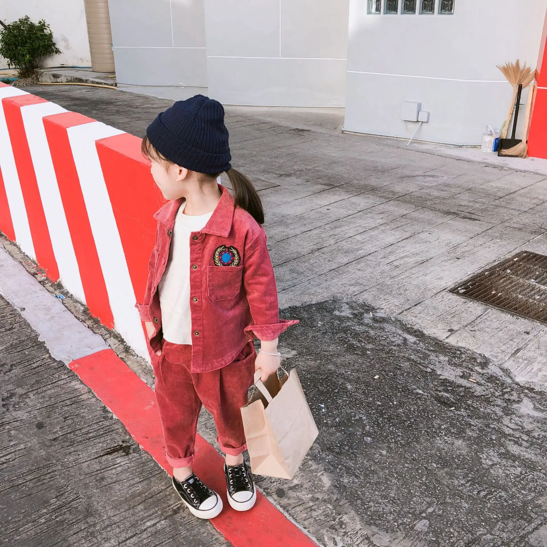 Новинка Весна 2019 комплект хлопковой одежды в Корейском стиле рубашка с длинными