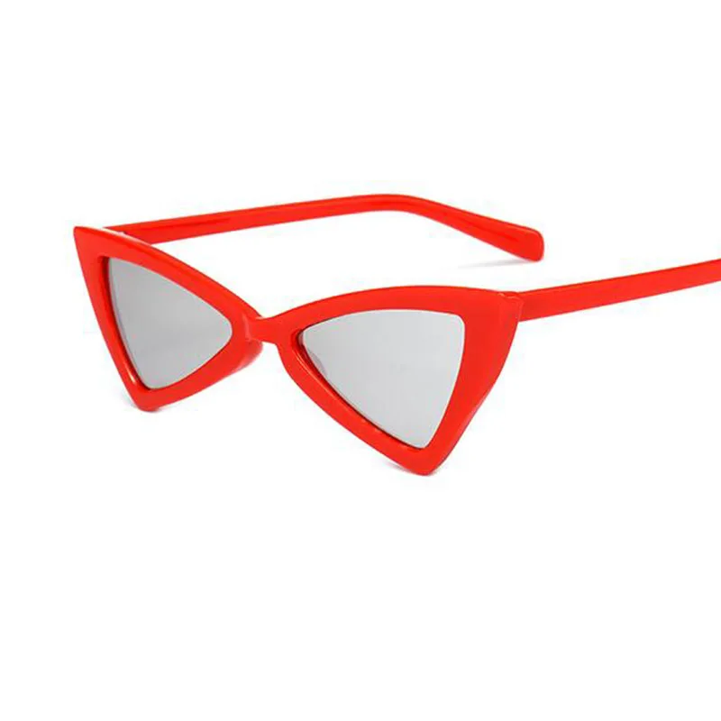 Черные треугольные женские очки от солнца кошачий глаз ретро плоские линзы