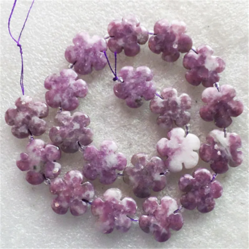 (1 нить/партия) оптовая продажа резных фиолетовых лепидолитовых цветов