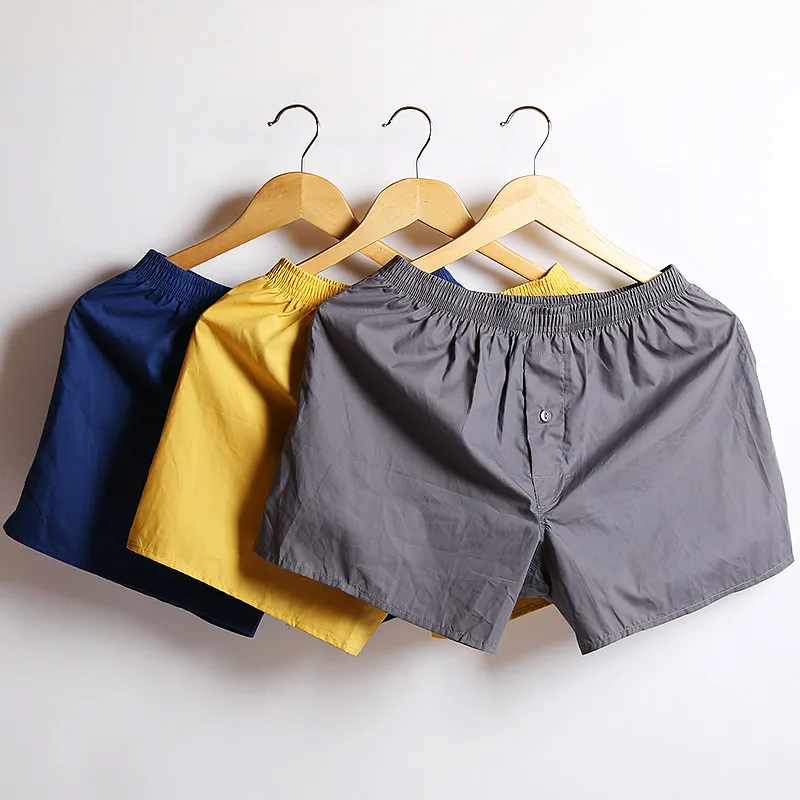 Трусы-боксеры мужские 3 шт./лот 100% хлопок удобные дышащие однотонные свободные