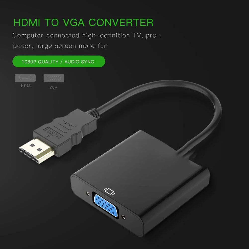 Высокое качество HDMI в VGA адаптер мужской в Famale конвертер адаптер 1080P цифро-аналоговый видео аудио кабель для ПК ноутбук планшет