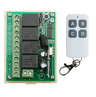 NEW DC12V 4CH 4Channe 10A RF wireless remote control switch System Transmitter + Receiver 315/433 MHZ | Электроника